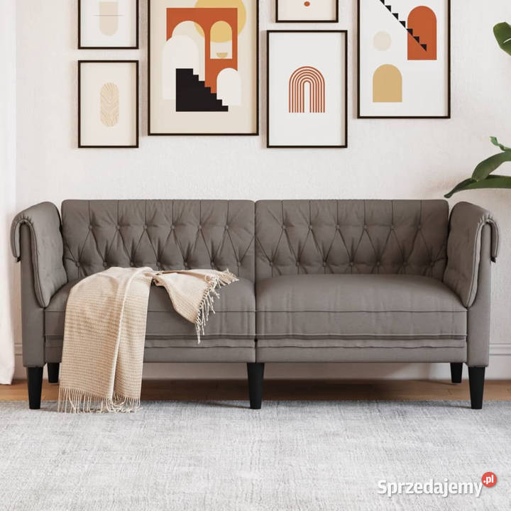 Sofa Chesterfield dwuosobowa kolor taupe obita mazowieckie Warszawa