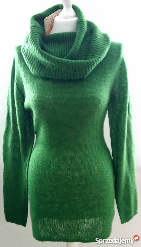 Nowy damski zielony sweter golf tunika bluzka XL Bez wzoru Częstochowa