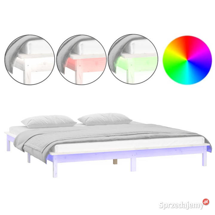 Rama łóżka z LED biała lite drewno 140x190 mazowieckie Warszawa