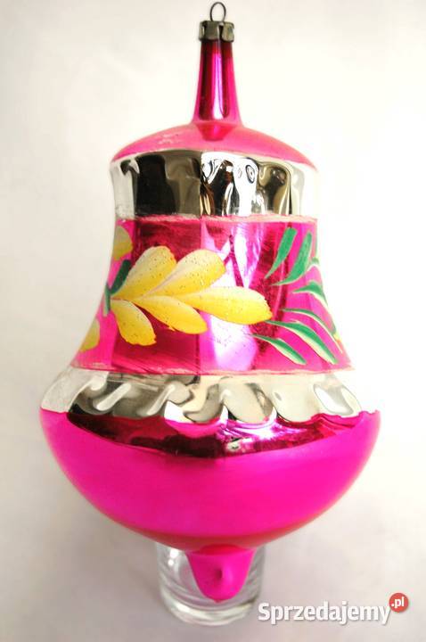 Stara bombka szklana ręcznie malowana duży Dekoracje świąteczne lubelskie Lublin