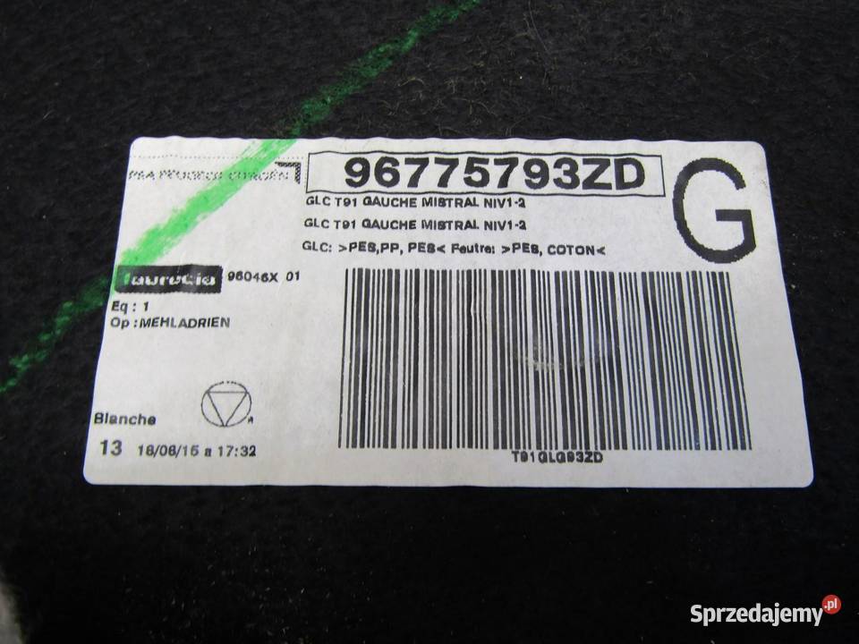 BOCZEK BAGAŻNIKA LEWY TYŁ TAPICERKA LEWA PEUGEOT sprzedam