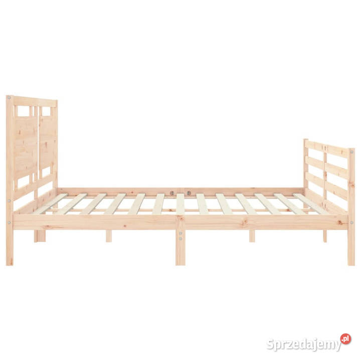 Rama łóżka z wezgłowiem lite drewno 200x200 Łóżka