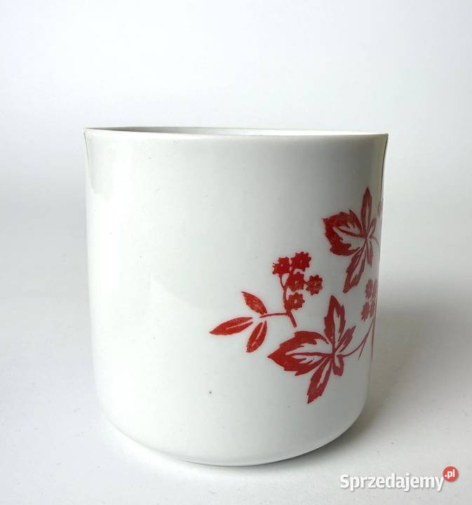 Porcelanowy kubek PRL barowy z motywem roślinnym Kraków