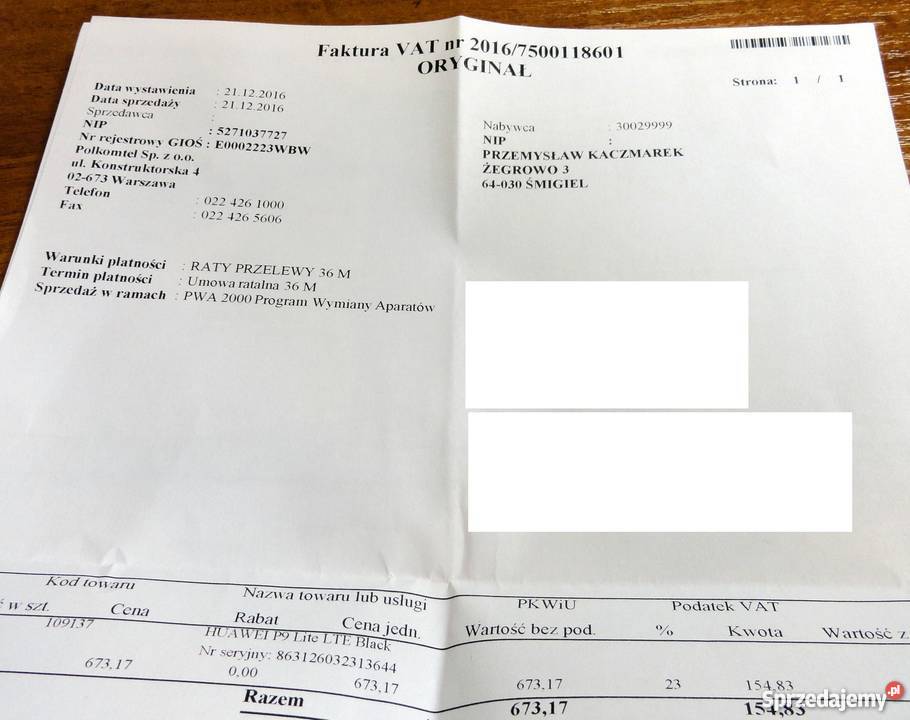 NOWY Huawei P9 LITE VNSL21 CZARNY GW Lombard Kościan