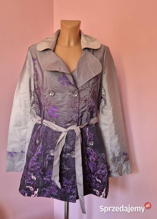 Cienki płaszcz damski rozmiar L fioletowy Brzesko