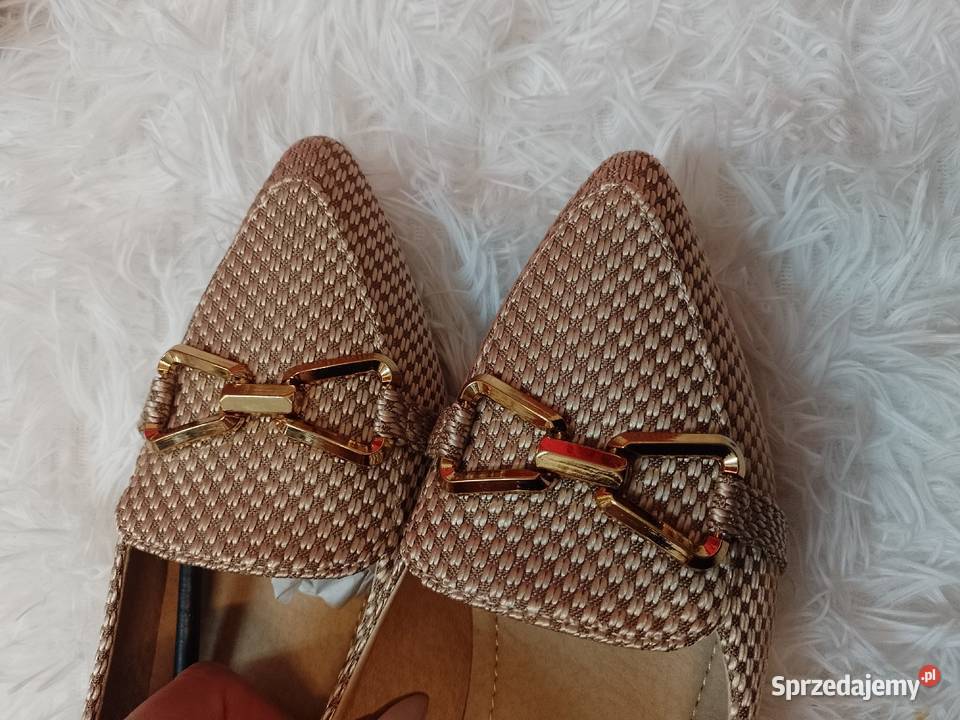 40 Beżowe bogato zdobione czółenka wieczorowe 25.5cm Kraków