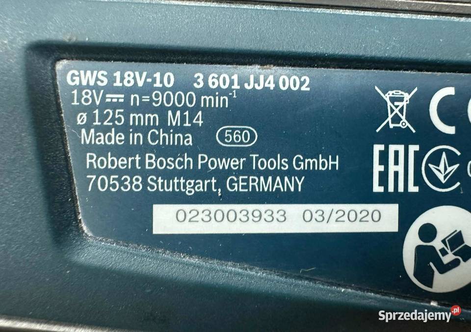 Szlifierka kątowa Bosch GWS 18V10 Aku 4ah Aku Elbląg sprzedam