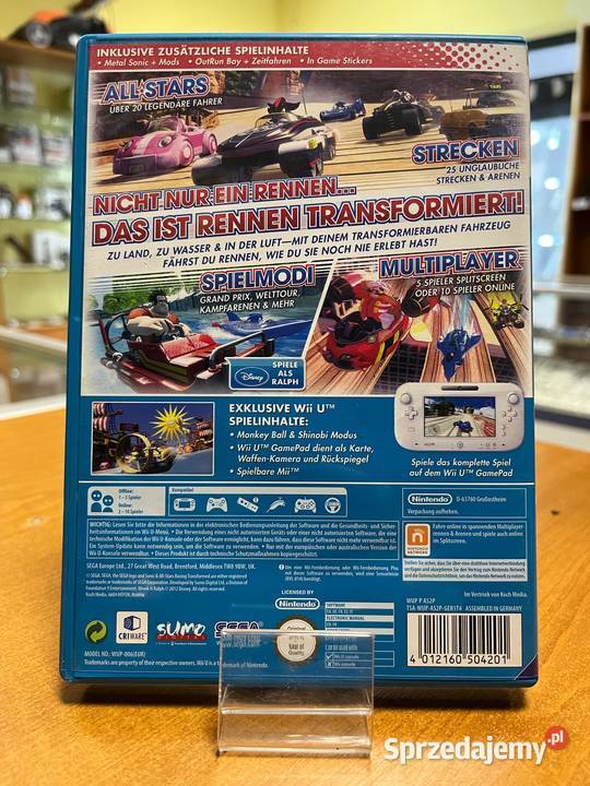 Sonic AllStars Racing Transformed Nintendo Wii U warmińsko-mazurskie Elbląg