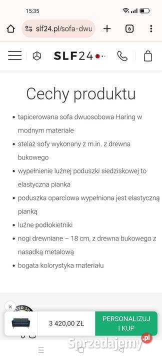Sofa dwuosobowa bez funkcji spania 152cm kujawsko-pomorskie Aleksandrów Kujawski
