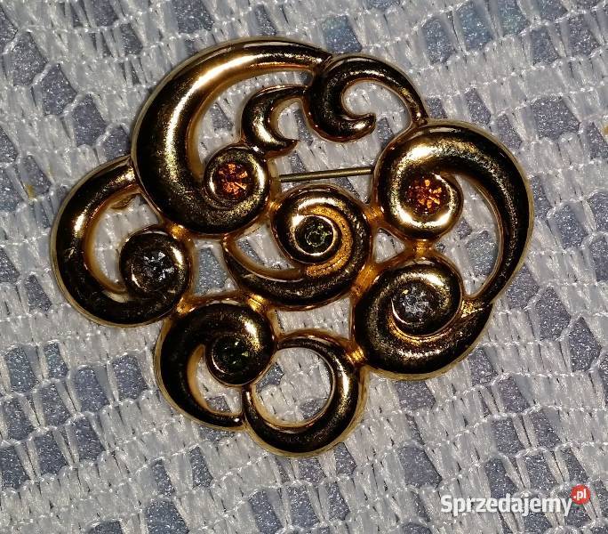 Angielska stara broszka złote szóstki