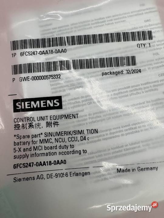 Siemens 6FC52470AA180AA0 Bateria Pozostałe mazowieckie Warszawa