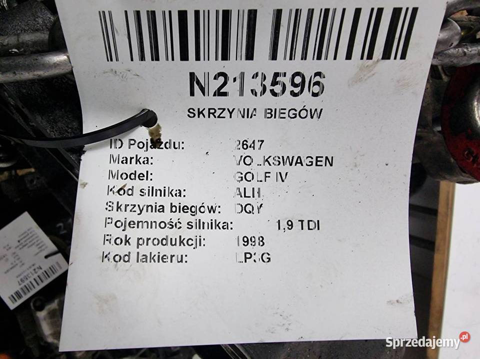 SKRZYNIA BIEGÓW VOLKSWAGEN GOLF IV DQY Lipno
