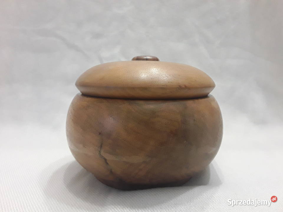 FIGURKA PUZDERKO POJEMNIK DREWNO RZEŻBA CRETE
