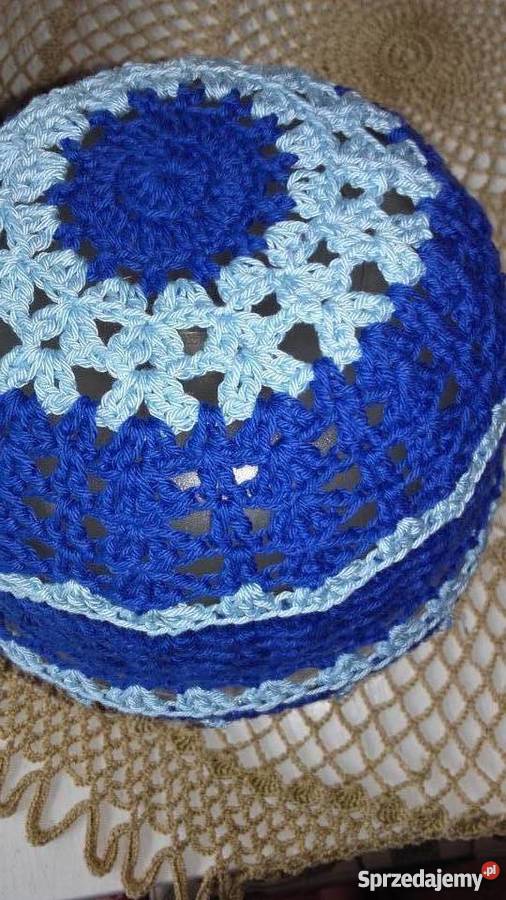 AŻUROWA CZAPECZKA Z BAWEŁNY AUTORSKIE RĘKODZIEŁO wielkopolskie Piła