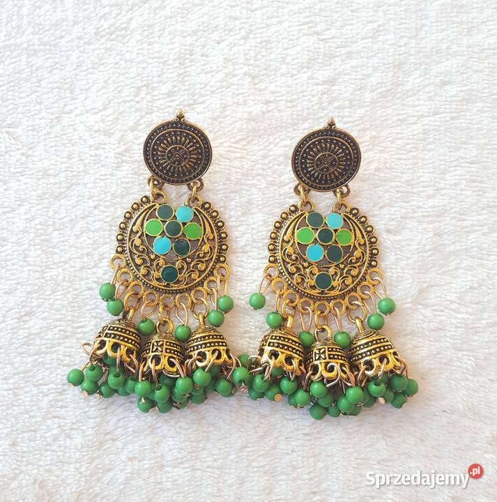 Nowe kolczyki indyjskie jhumki złoty kolor zachodniopomorskie Szczecin