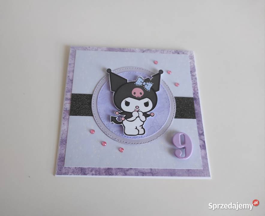 Kartka ręcznie robiona na urodziny Kuromi Łódź