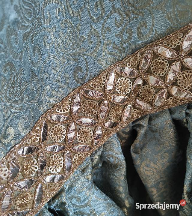 Szerokie spodnie indyjskie 5XL 50 4XL 48 gharara żółty/złoty Szczecin