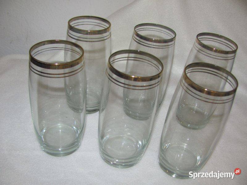 szklanki z PRLu złote wykończenie 6 wys 135 Zamość