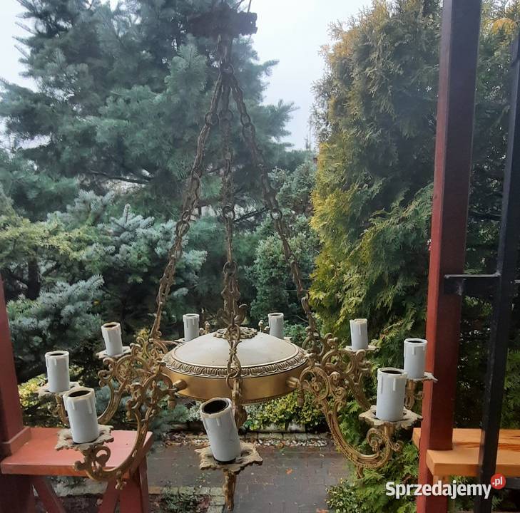 Żyrandol mosiężny 9 ramienny Poznań sprzedam