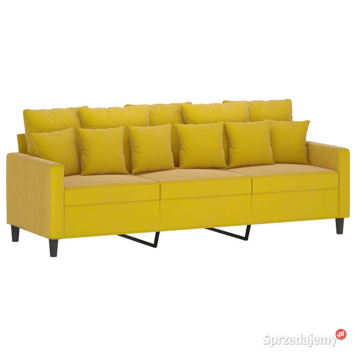 3osobowa sofa z podnóżkiem żółta 180 aksamit Warszawa