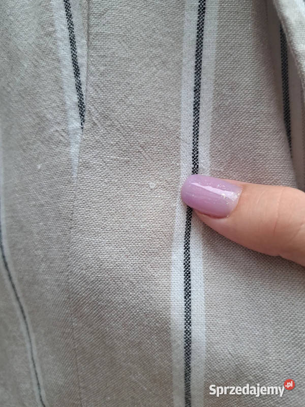 Lniany żakiet w paski HM rozmiar 34 pomorskie