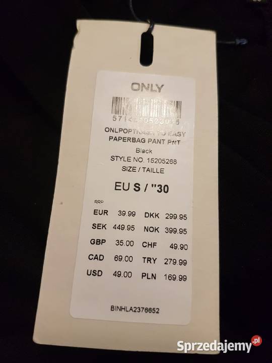 Spodnie paperbag firmy Only S Bez wzoru Kraków