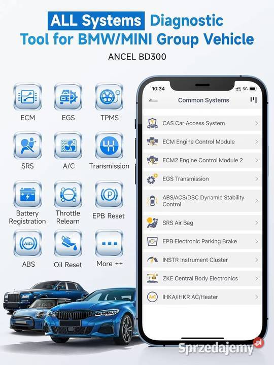 ANCEL BD300 Skaner OBD2 BMW VAG Łódź sprzedam