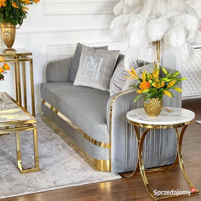 Nowoczesna sofa szara 3 osobowa srebrna kanapa 75cm Warszawa
