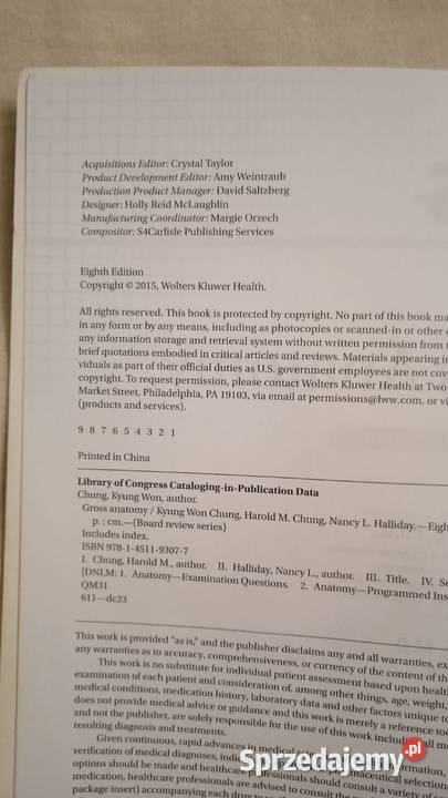 Gross Anatomy Chung Halliday Rok wydania 2015 mazowieckie Warszawa