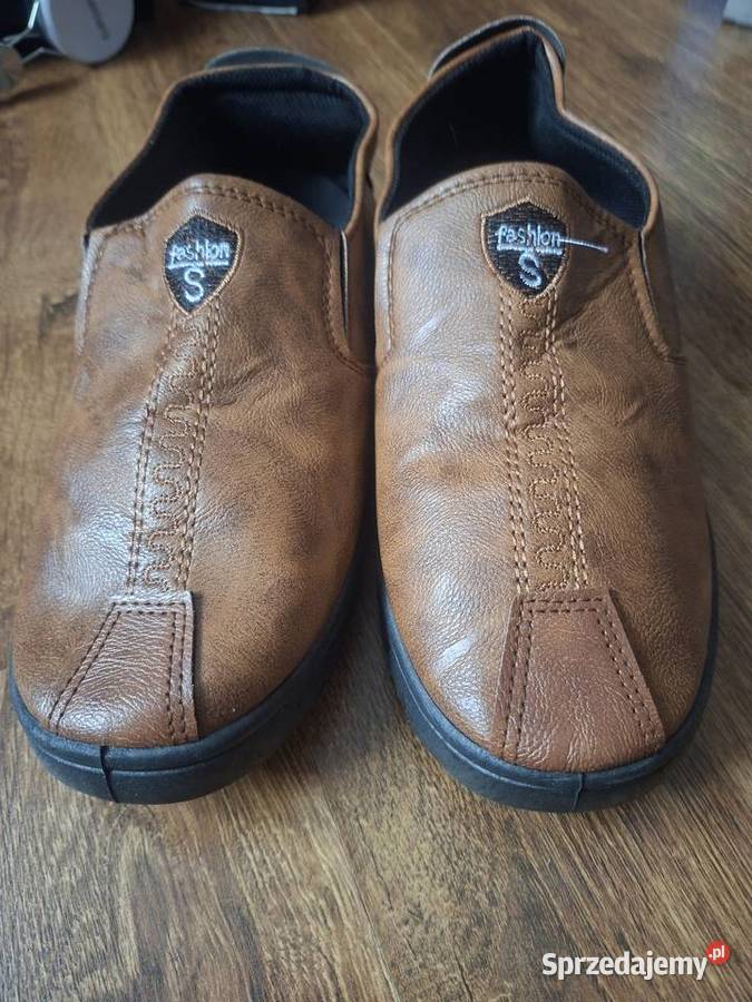 Skórzane mokasyny kapcie męskie brązowe wygodne 24cm Bartoszyce