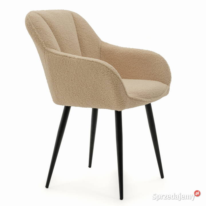 Krzesło Tapicerowane Lago Ciemnobeżowe Boucle Tarchały Małe