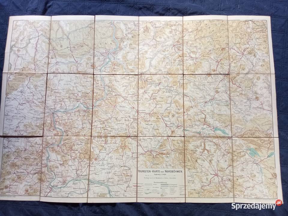 Stara mapa na płótnie Północnych Czech wydanie Świdnica