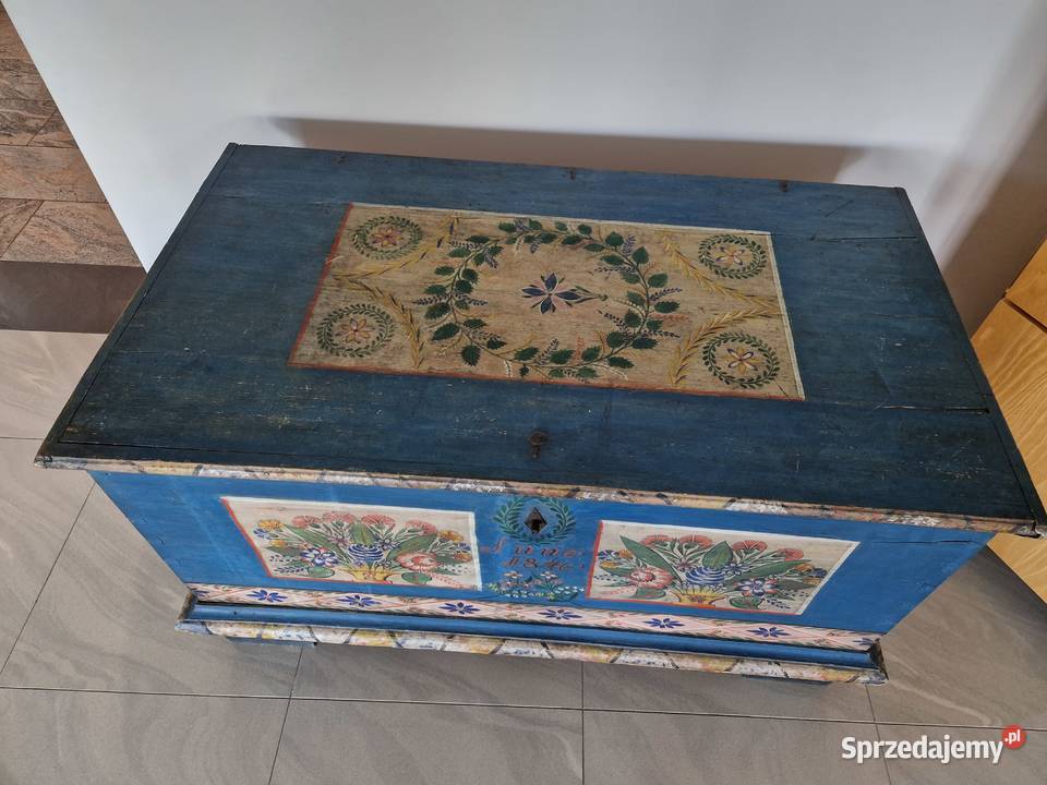 Skrzynia malowana ludowa z 1846 roku wielkopolskie Słupca sprzedam