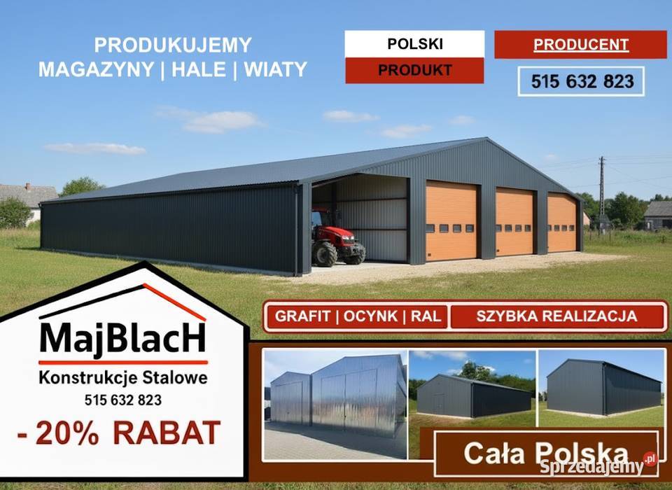 GRAFITOWA HALA WIATA Garaż Blaszany Magazyn Opole