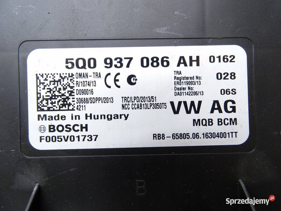 MODUŁ STEROWNIK KOMFORTU 5Q0937086AH PASSAT B8 osobowe małopolskie
