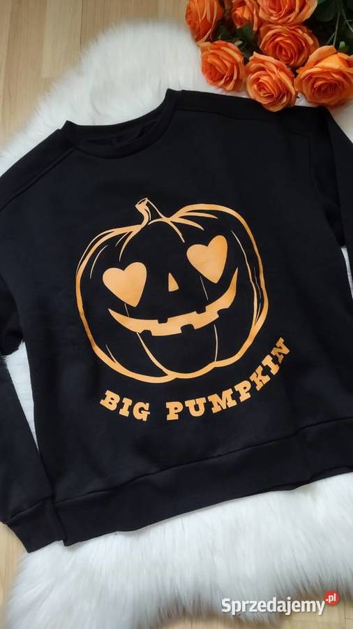 Czarna ocieplana bluza Sinsay L dynia Halloween Olkusz sprzedam