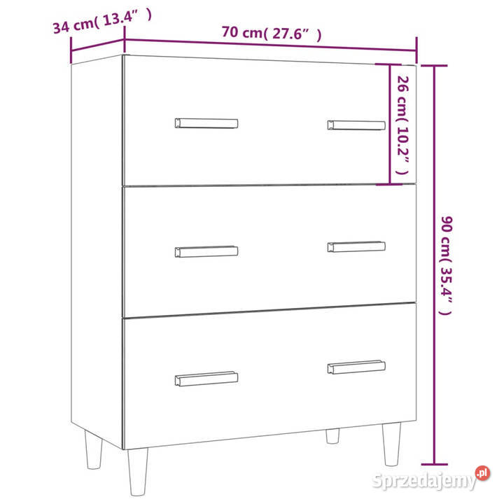 Komoda biała 70x34x90 materiał drewnopochodny Warszawa