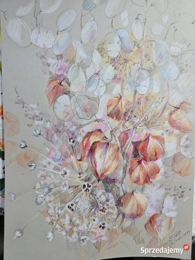 Akwarele oryginalne kwiaty różny rozmiar