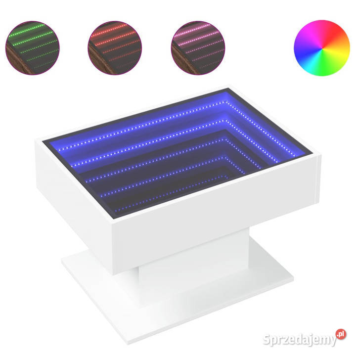 Stolik kawowy z LED biały 70x50x45 materiał Warszawa sprzedam