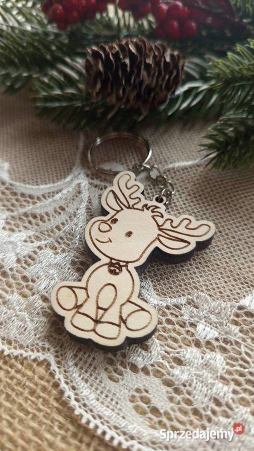 Drewniany brelok świąteczny renifer 3 wzory do Bełchatów