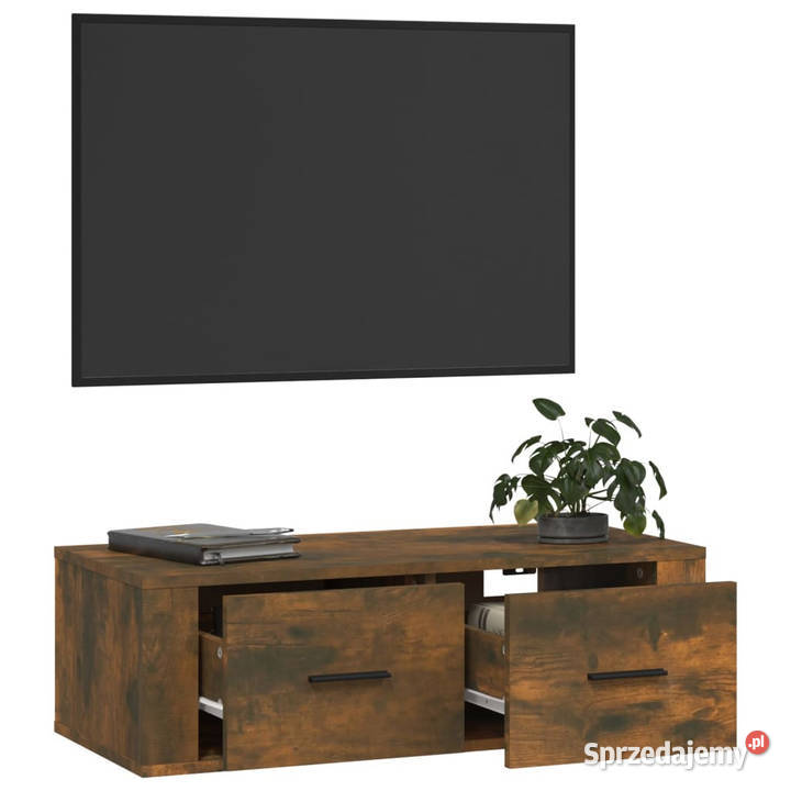 Wisząca szafka pod TV przydymiony dąb 80x36x25 Warszawa