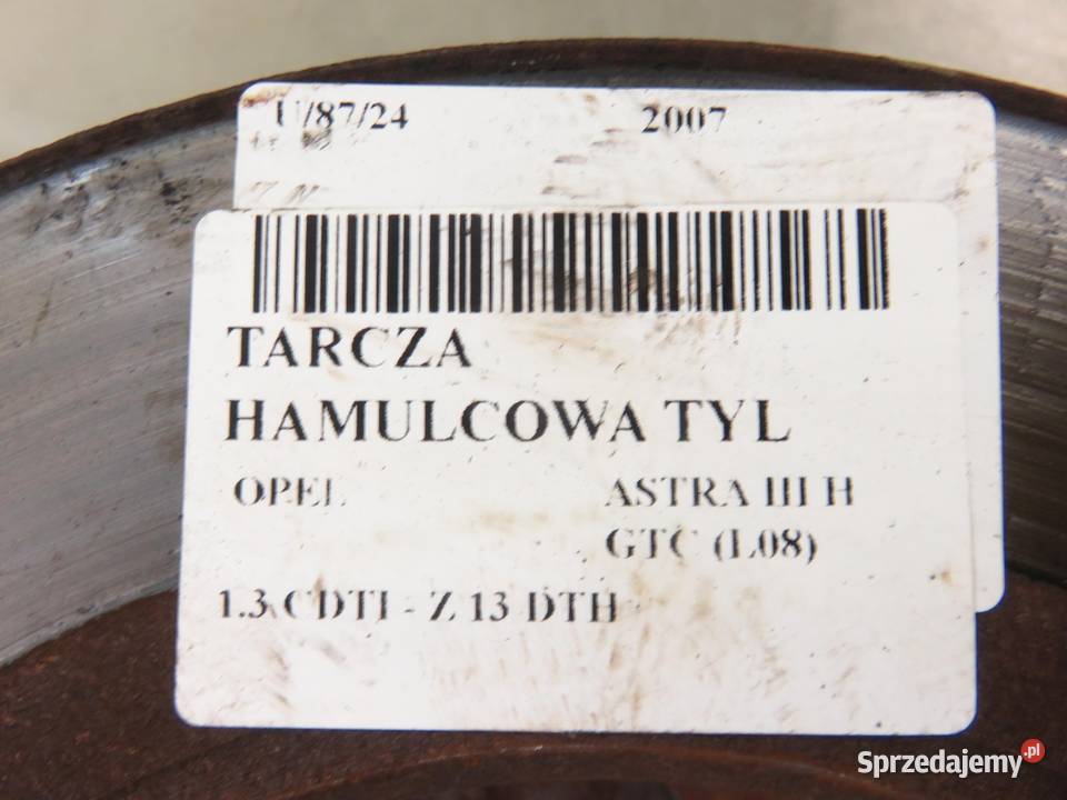 TARCZA HAMULCOWA TYŁ OPEL ASTRA III H 13 CDTI sprzedam