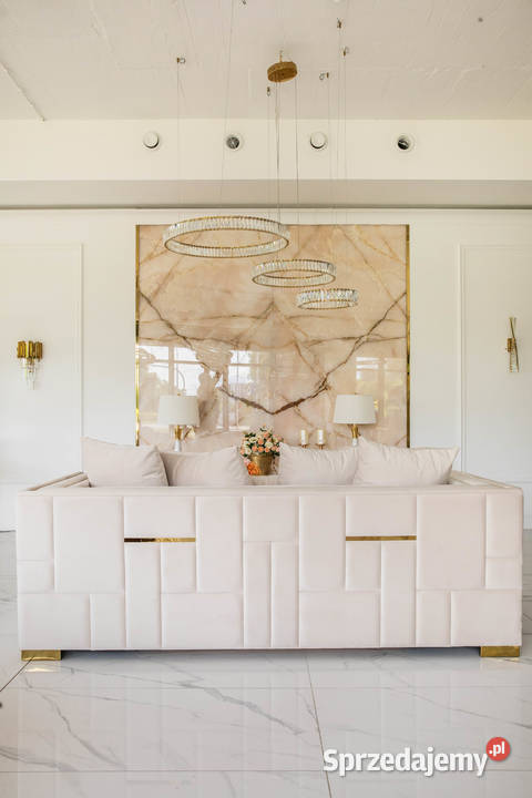 Designerska sofa glamour ze złotymi nogami Warszawa