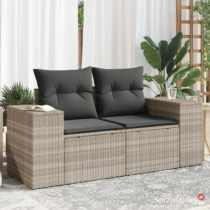 Sofa ogrodowa z poduszkami 2osobowa jasnoszara mazowieckie Warszawa