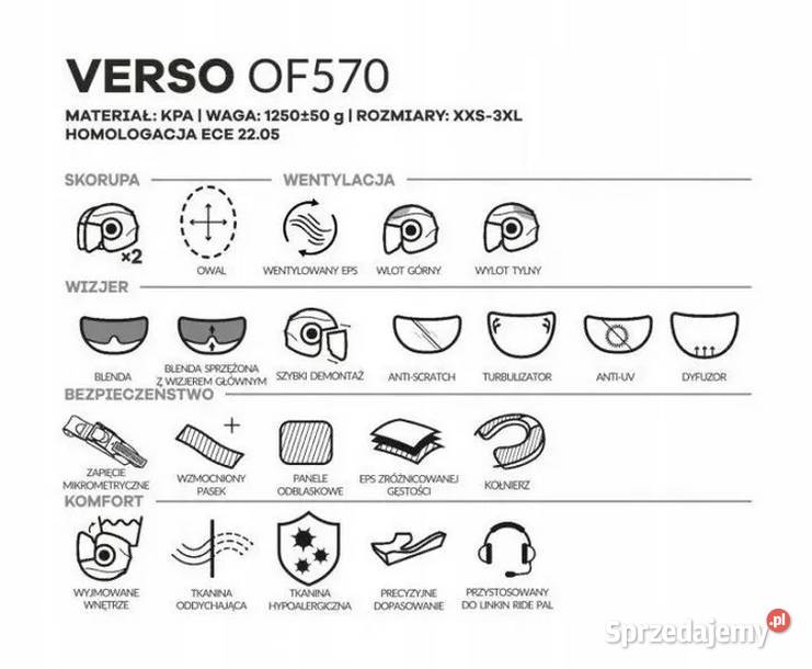N42 KASK LS2 OF570 Verso Solid blenda otwarty śląskie Zabrze