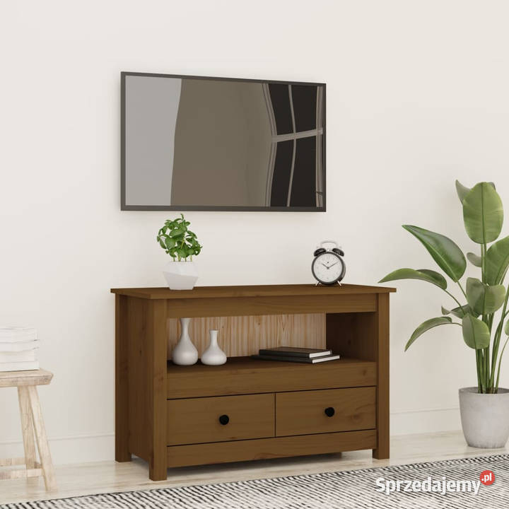 Szafka pod TV miodowy brąz 79x35x52 lite drewno Warszawa