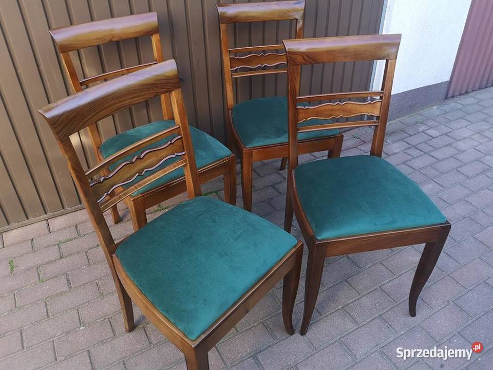 Krzesła 4 Sztuki Orzech ARTDECO Stare Antyk