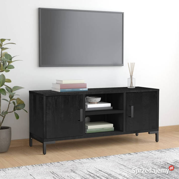 Szafka pod telewizor czarna 110x35x48 drewno Warszawa