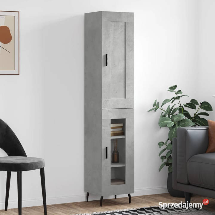 Wysoka szafka szarość betonu 345x34x180 Warszawa