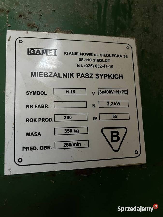 Mieszalnik pasz IGAMET Śrutownik Agromet Do hodowli zwierząt Rolnictwo